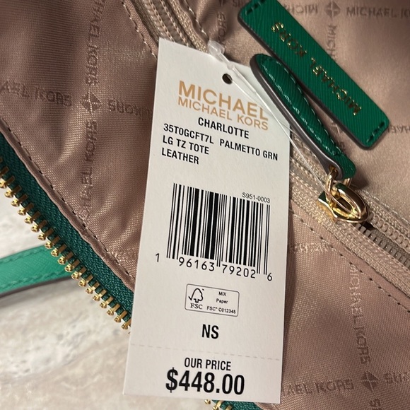 MICHAEL KORS Charlotte Large Leather Top-Zip Tote
Palmetto Green - Picture 8 of 15
